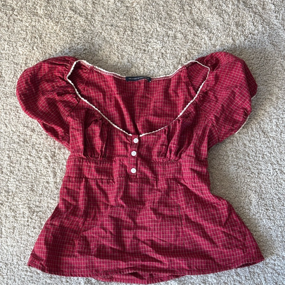 Brandy Melville Red Plaid Top